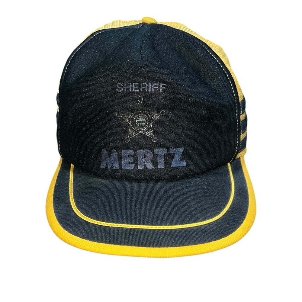 VTG Sheriff Mertz 3-Stripe Mesh Trucker Hat Cap Snapback Police Lorain NO FOAM